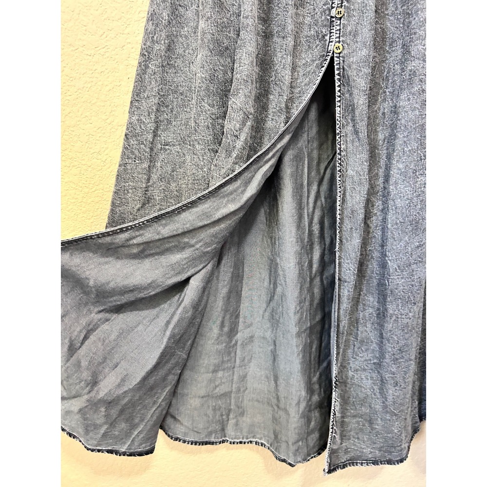 Promesa Small Maxi Skirt Gray Boho Smocked Basque Western Renaissance Pirate - Picture 9 of 11